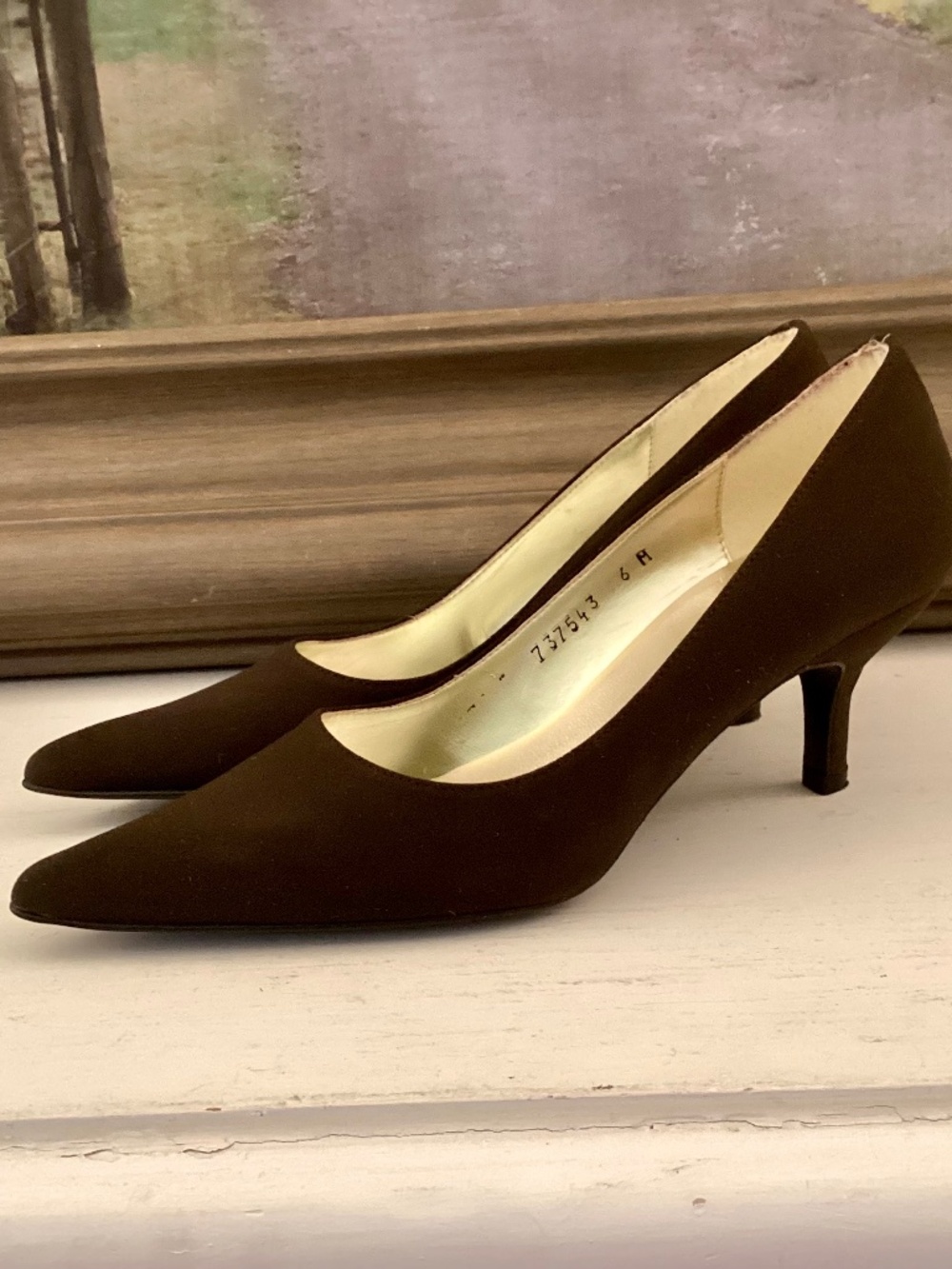 Costa Blanca pointed-toe brown pumps Women’s 6 M Textile Upper Kitten Heel Spain